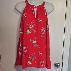 PaperMoon Women's Red Sleeveless Floral Print Top Sz XL Like New